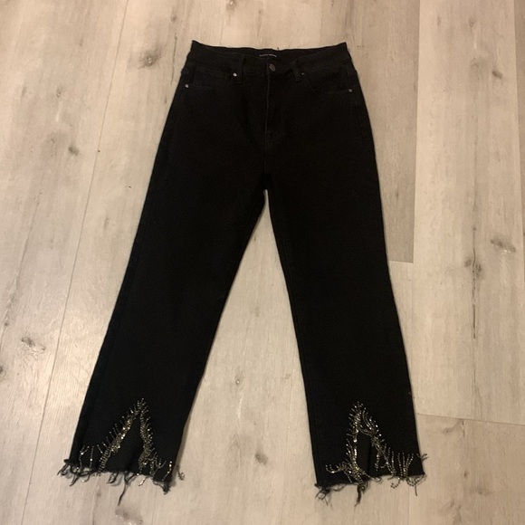 Risen‎ jeans black distressed bling bling size 13/31 high waisted raw ham party - Picture 2 of 16